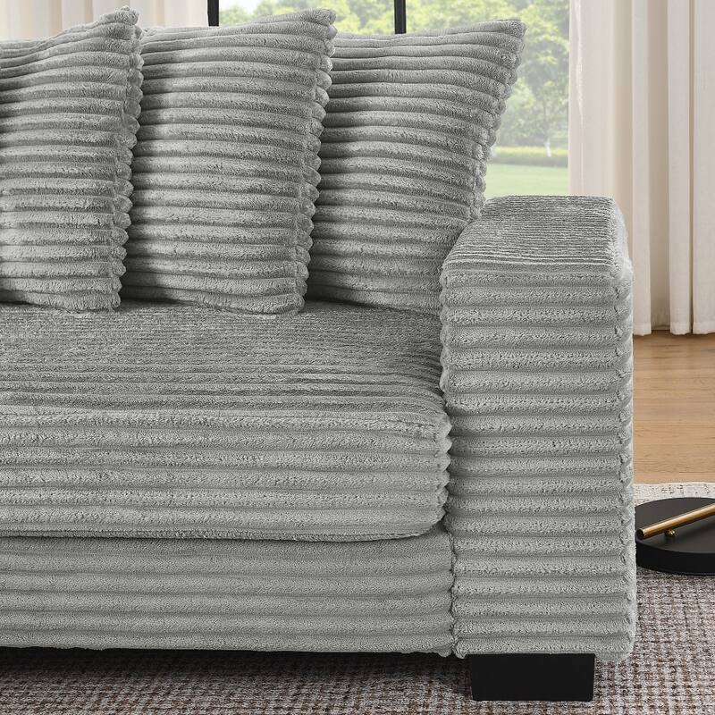 110.63" L-Shaped Modular Convertible Corduroy Tufted Upholstered Sleeper Sectional Sofa