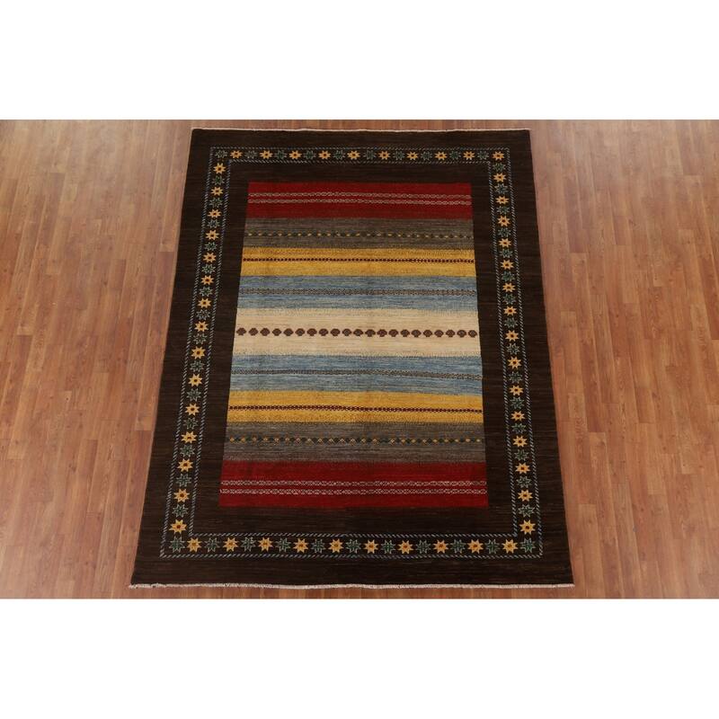 Gabbeh Kashkoli Oriental Area Rug Hand-knotted Wool Carpet - 6'5" x 8'3"