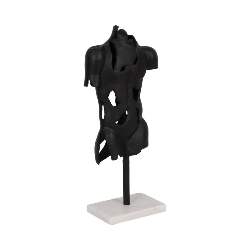 Sagebrook Home Metal Black Cracked Bust On Stand Figurine