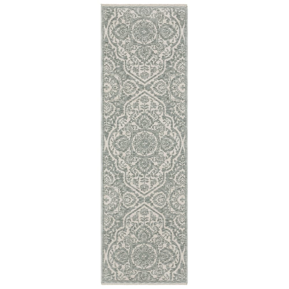 Style Haven Estella Global Floral Medallion Teal/ Ivory Area Rug