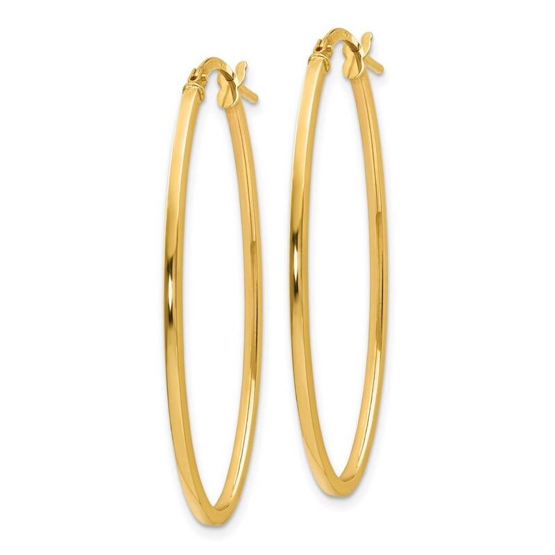 Curata 14k Yellow Gold 40x1.5mm Polished Hinged Oval Hoop Earrings