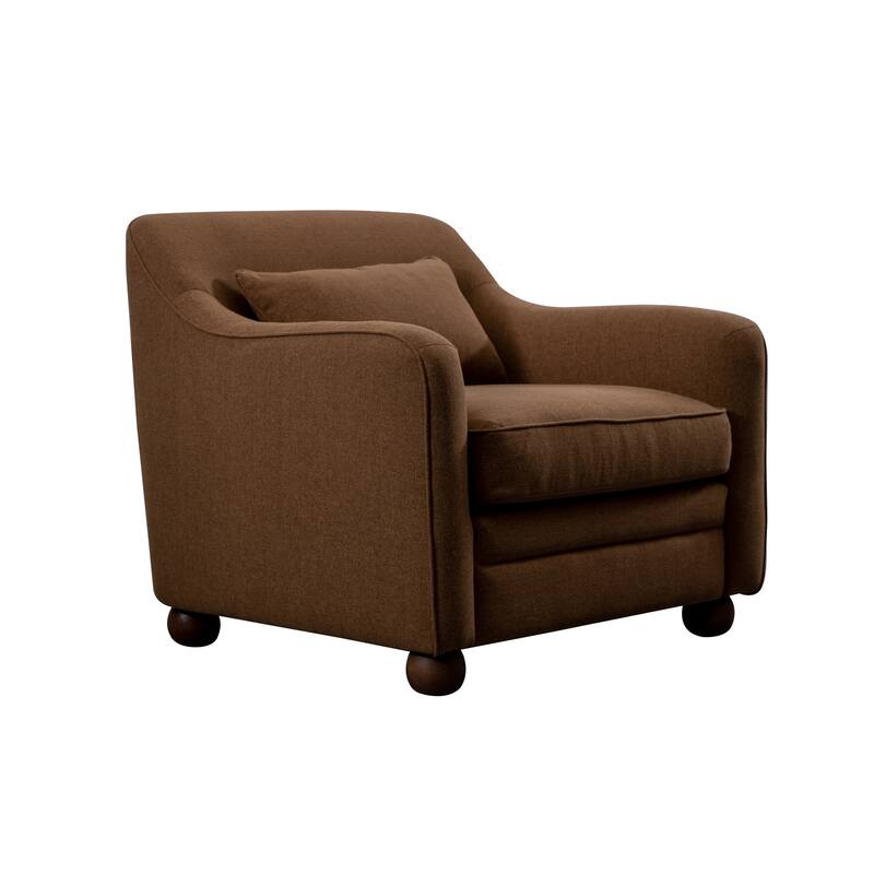 NADAAL STUDIOS Caelanor Accent Chair, Curved Back with Lumbar Cushion in C0 Performance Fabric, Rust