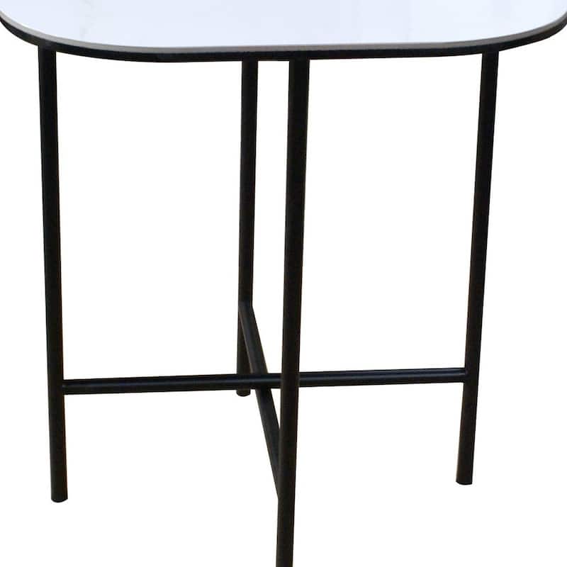 HomeRoots 22" White And Black Ceramic And Metal Square End Table - 20' X '22' X '20