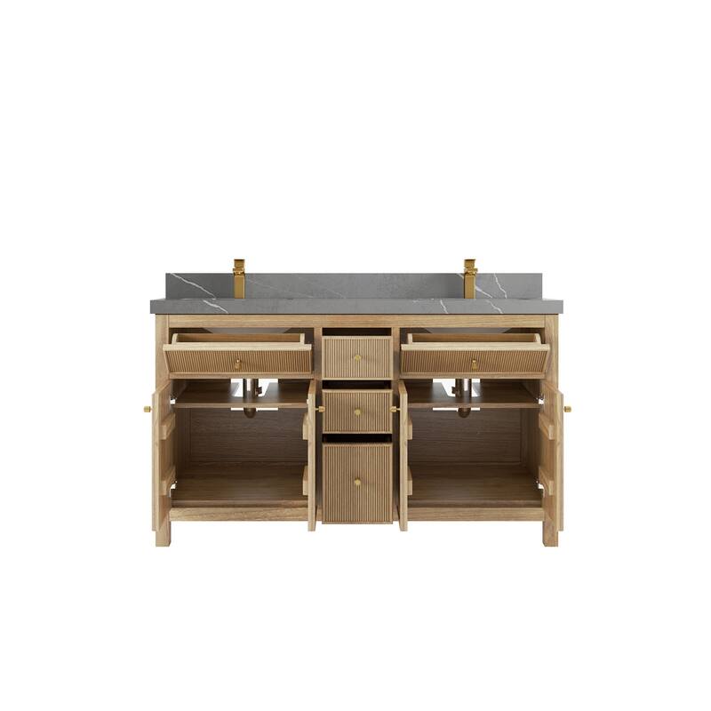 Willow Collections 60 in. W x 22 in. D Sonoma Teak Double Sink Bathroom Vanity with Countertop