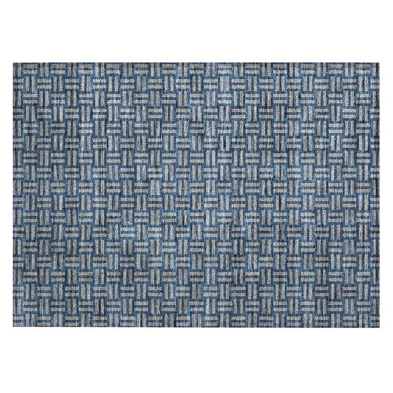 Machine Washable Indoor/ Outdoor Chantille Contempory Crosshatch Rug