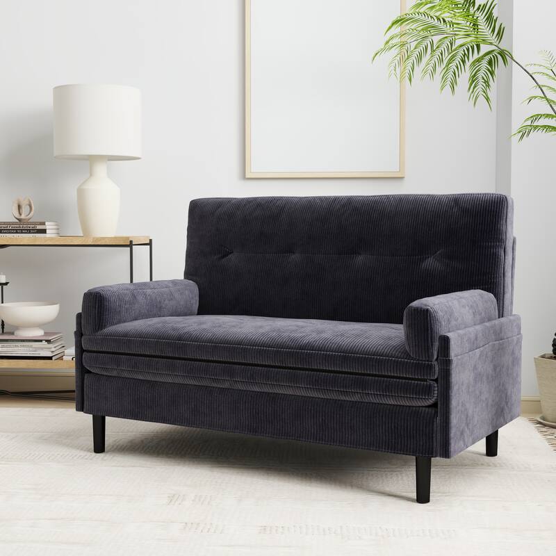 Grey 2 Seater Reclining Sofa Sleeper in Fabric and Metal