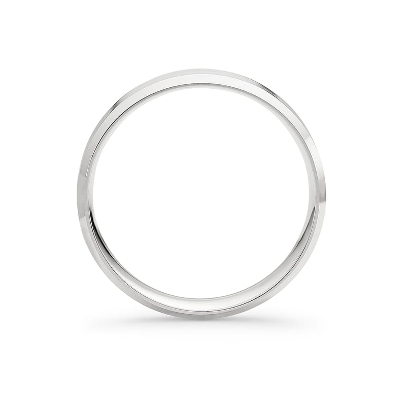 Clover White Gold Beveled Edge Wedding Band
