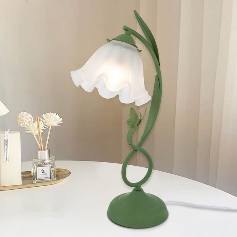 Glass Flower-shaped Bedside Dining Table Lamp