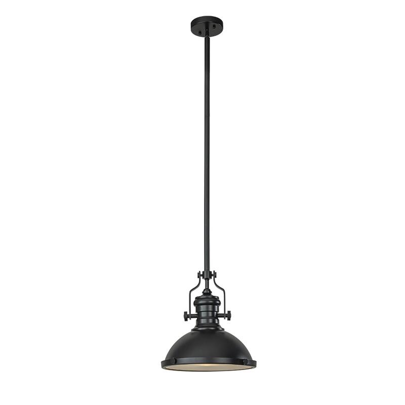 1-Light 13" Modern Industrial Matte Black Single Dome Pendant Light for Kitchen Island - W13'' - W13'' - Matte Black