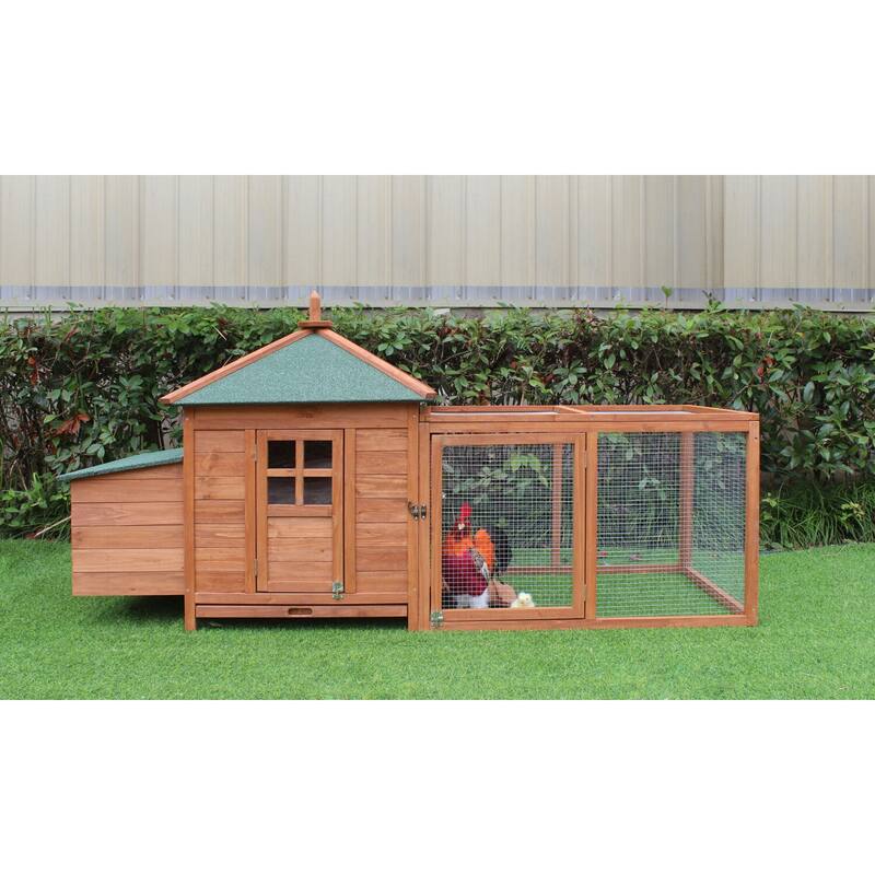 Hanover Outdoor Wooden Chicken Coop 6.4 Ft. x 2.4 Ft. x 3.2 Ft.