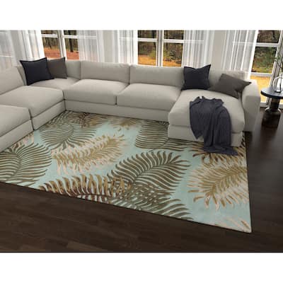 Domani Camila Aqua Tropical Hand-tufted Wool Area Rug
