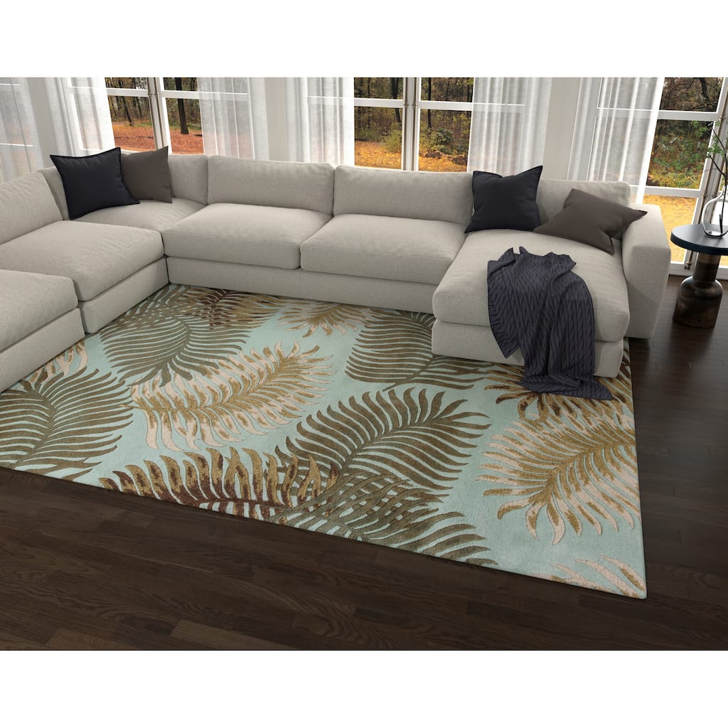 Domani Camila Aqua Tropical Hand-tufted Wool Area Rug