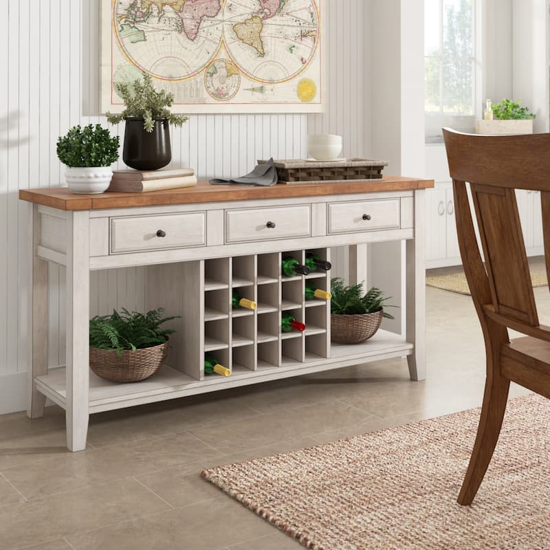 Ronda Two-Tone Wood Wine Rack Buffet Server