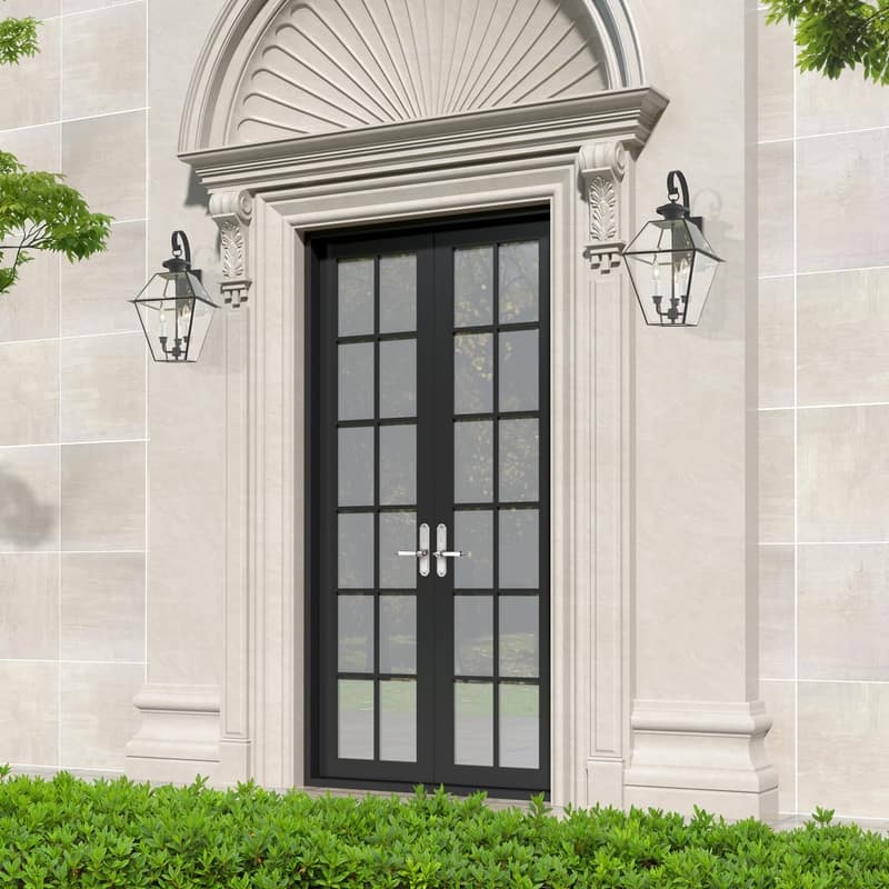 Livex Lighting 3-Light Charcoal Outdoor Wall Lantern, 2381-61 - 12" W x 22.5" H x 13" Ext.
