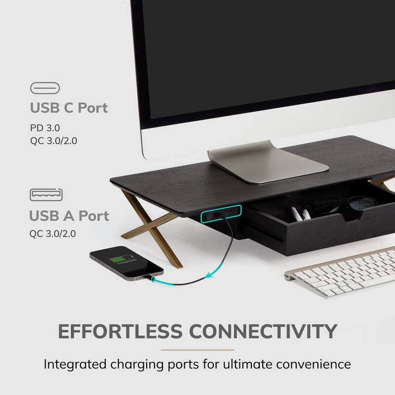 Jani Wood Monitor Stand Riser Desk - Ergonomic Design Stand, Desktop Organizer Table for Home, Office Workspace, Gaming Desk