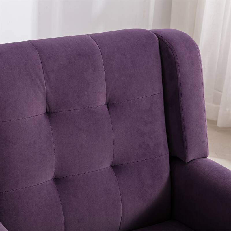 Lavender PUrple Velvet Modern 29.53" Upholstered Buttons Tufted Accent Chair with Black Solid Wood Legs