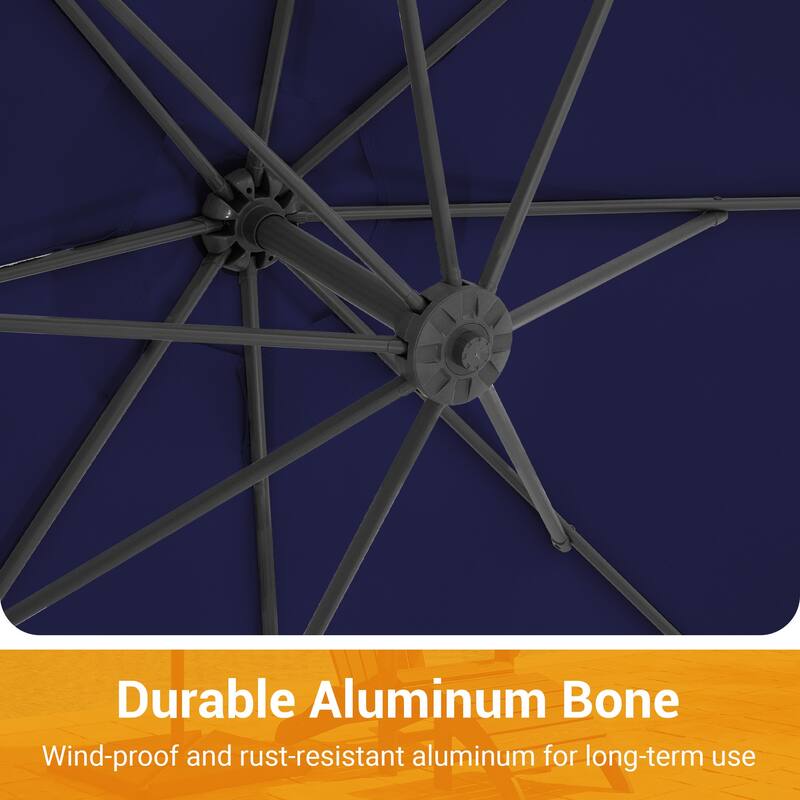 10 ft Steel Crank-lift Cantilever Umbrella With Weighted Base