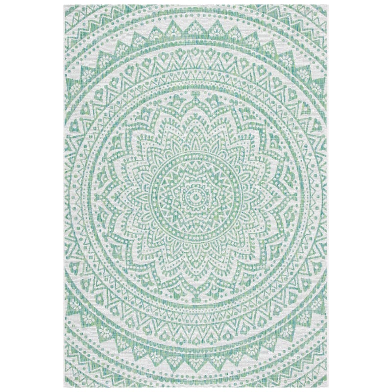SAFAVIEH Courtyard Fran Mandala Indoor/ Outdoor Waterproof Patio Backyard Rug - 2' x 3' - Ivory/Green