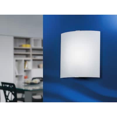Eglo Grafik 11-inch Chrome Wall Light with Satin Glass Shade
