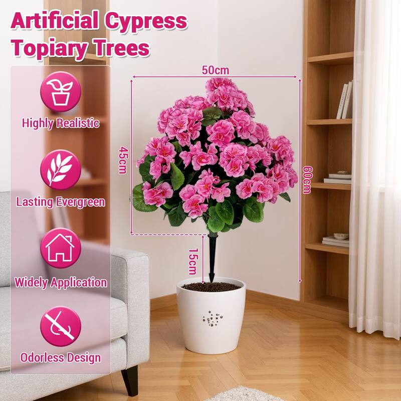 2PCS Artificial Begonias Bush with Ground Spike for Outdoor Indoor Front Porch Garden - 19.7 inch