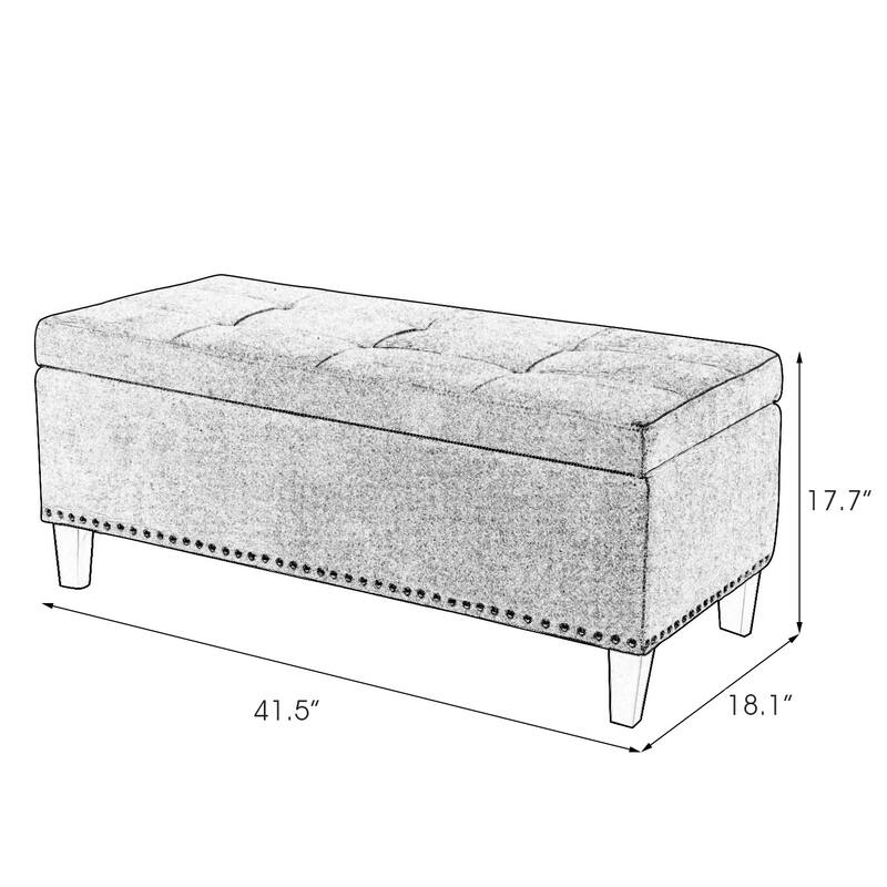 Adeco Storage Ottoman Bench 41" Tufted Fabric Footrest
