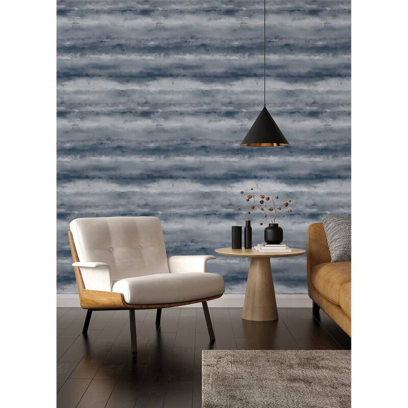 A-Street Prints Ayla Indigo Abstract Stripe Wallpaper