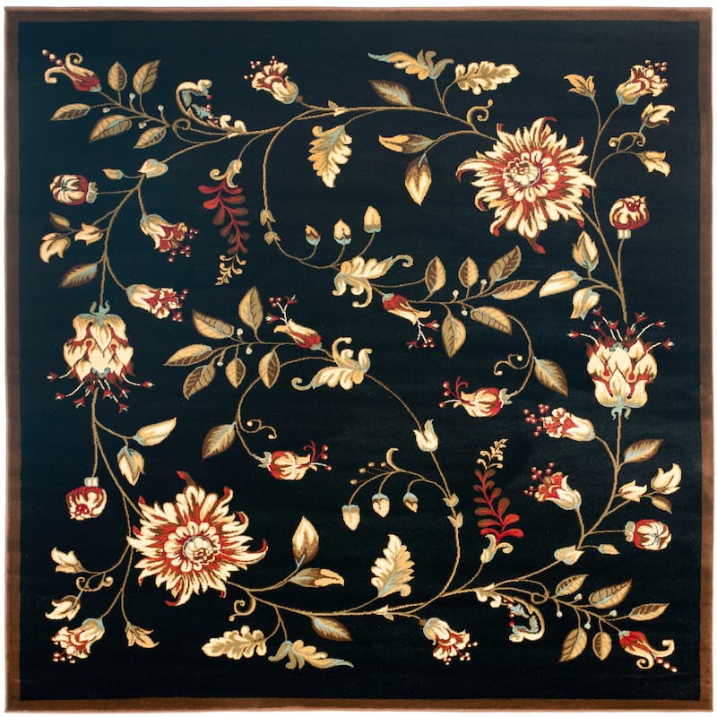 SAFAVIEH Lyndhurst Nazaria Traditional Floral Rug - 6'7" Square - Black/Multi