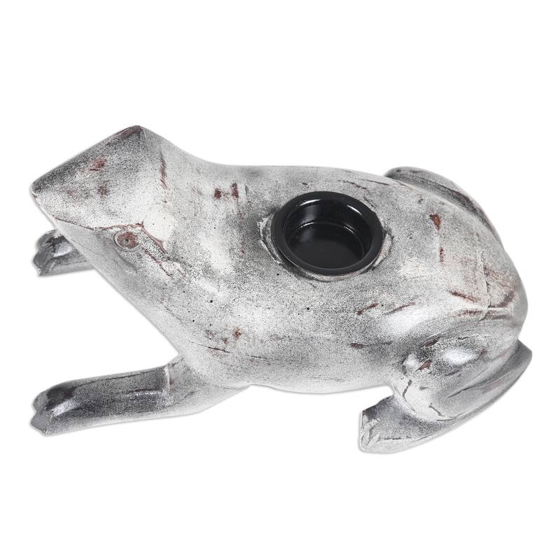 Novica Handmade 'Croaks Of Light' Wood Tealight Candleholder