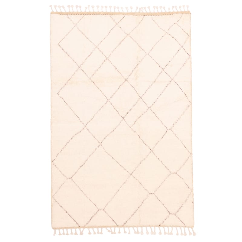 ECARPETGALLERY Hand-knotted Pak Finest Marrakesh Cream Wool Rug - 4'1 x 6'1