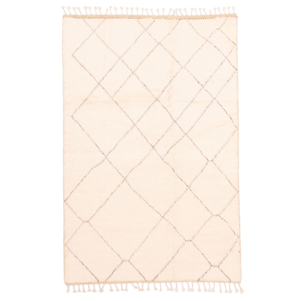 ECARPETGALLERY Hand-knotted Pak Finest Marrakesh Cream Wool Rug - 4'1 x 6'1