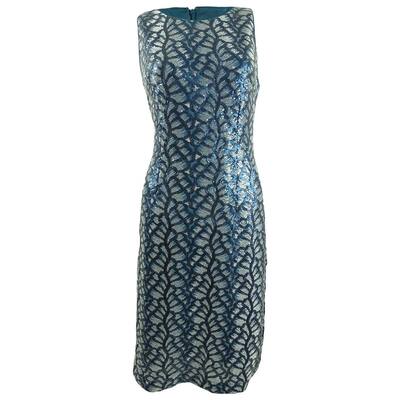 Tahari ASL Women's Sequin Sheath Dress (2, Teal Sequin)