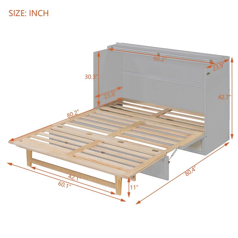 Queen Size Murphy Bed with Versatile Storage & Large Drawers