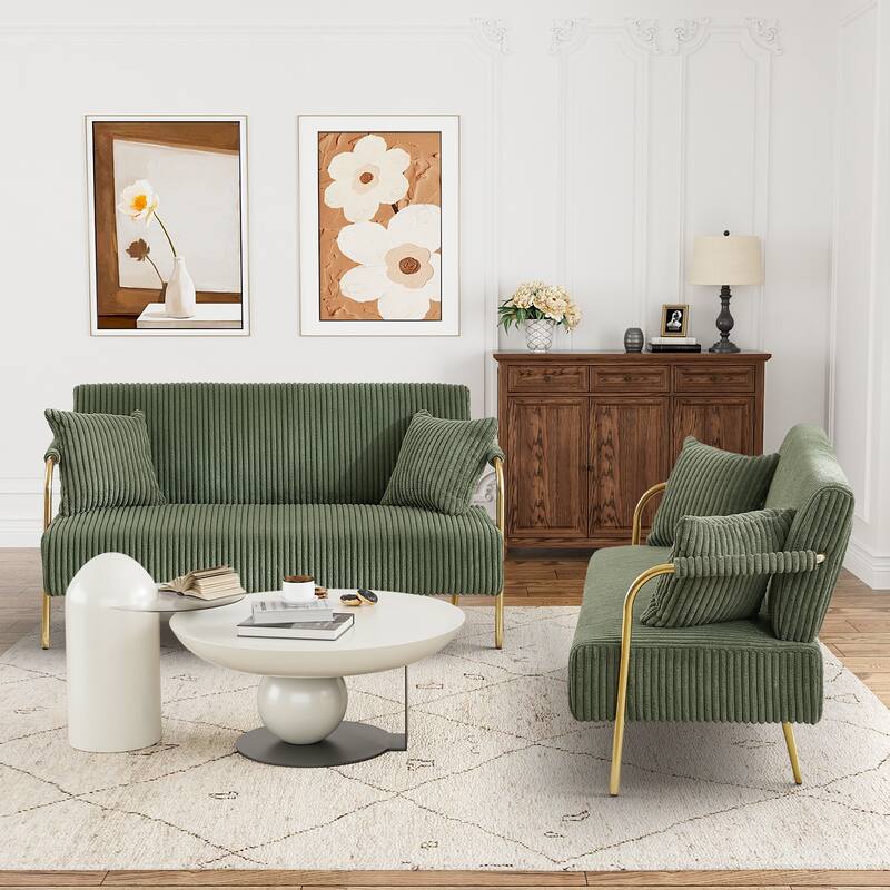 Ouyessir Upholstered Loveseat, Tufted Back Couch, Accent Armchair with 2 Pillows