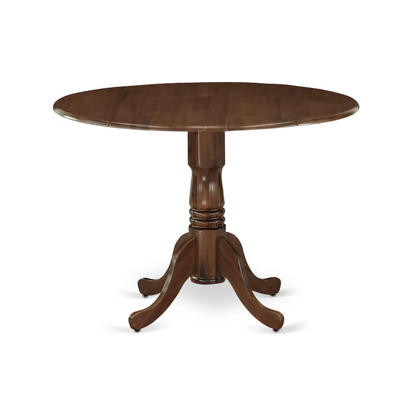 East West Furniture Dining Table Set Contains a Round Kitchen Table and Upholstered Chairs, Antique Walnut (Pieces Options) - DLDA3-AWA-26