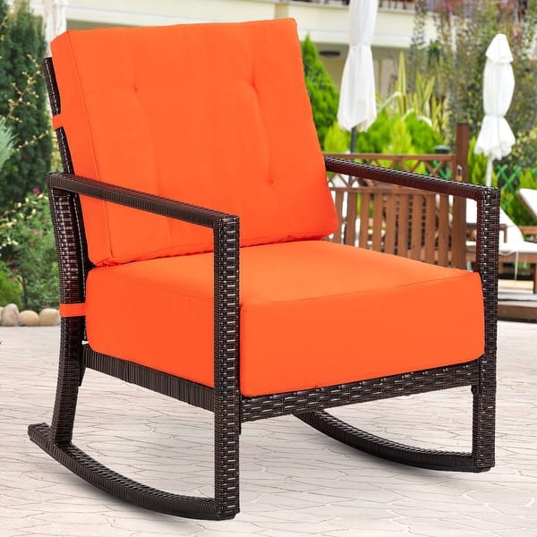 Gymax Patio Rattan Rorking Chair Rocker Armchair Outdoor Garden Overstock 27282468