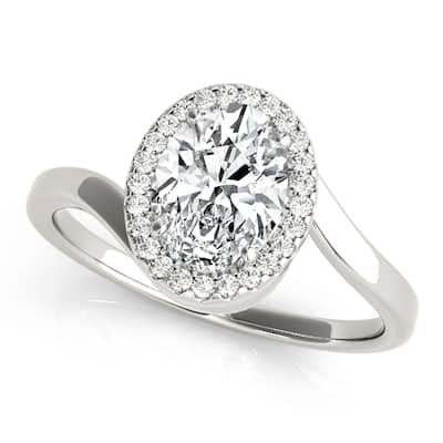 Auriya 14k White Gold Lab Grown Oval Diamond Halo Engagement Ring 0.50 to 5.00 ct. tw. (F-G VS)