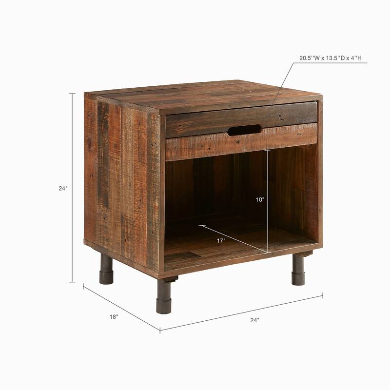 Walnut Nightstand with 1-drawer