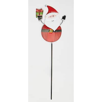 16" Iron Santa Christmas Holiday Indoor Outdoor Pick, Set of 3 - Multicolor - 16