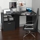 preview thumbnail 9 of 14, HOMCOM Computer Desk with Printer Cabinet, L-Shaped Corner Desk with Storage, Study PC Workstation for Home Office Black