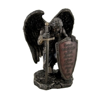 Praise Be To The Lord My Rock Kneeling Warrior Angel Statue - 8 X 6 X 4 ...