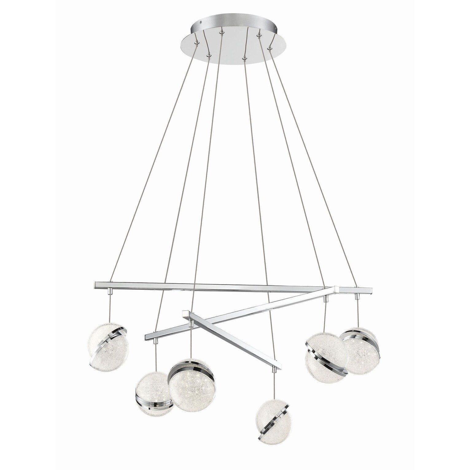Kovacs P1446-L  Silver Slice 6 Light 30" Wide LED Crystal Chandelier - Chandeliers For Bedrooms by Overstock.com