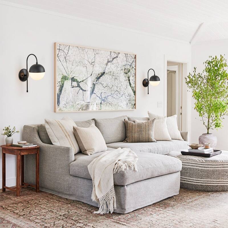 1-Light Goose Arm Frosted Glass Globe Wall Sconce