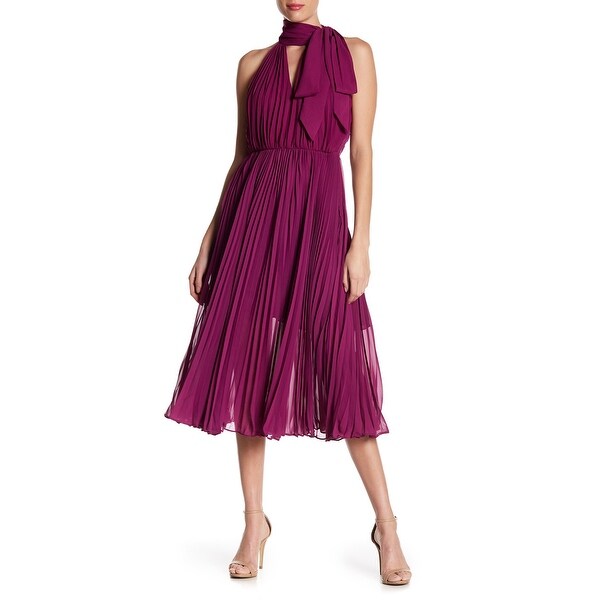 betsey johnson pleated chiffon halter dress