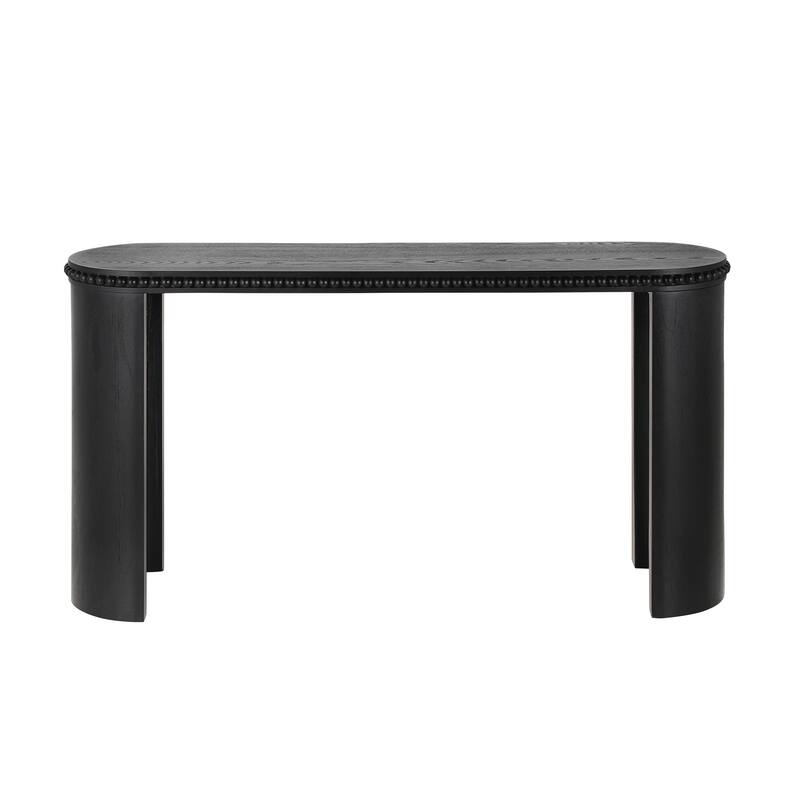 Mirod Vintage Console Table with Beaded Trim and Reversible Curved Legs, Natural Wood Veneer Finish