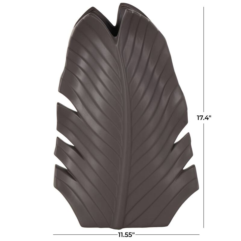 Ceramic Palm Tree Curved Leaf Decorative Vase - Black or White - Roche River Decor