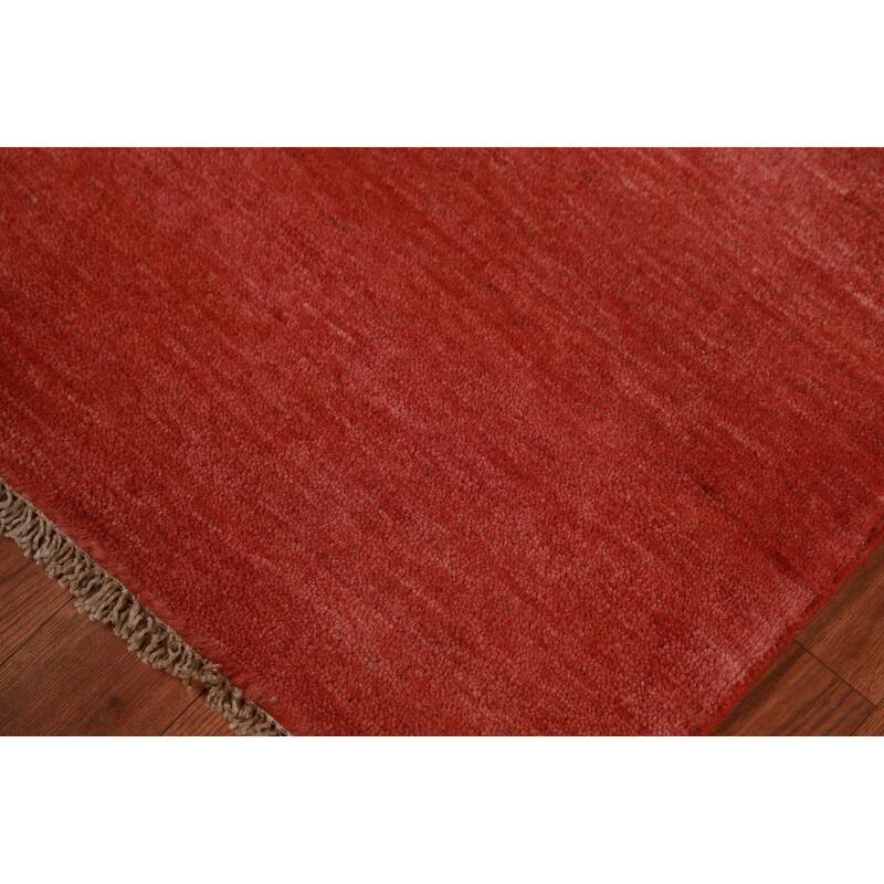 Modern Red Gabbeh Oriental Rug Handmade Wool Carpet - 3'4" x 5'0"