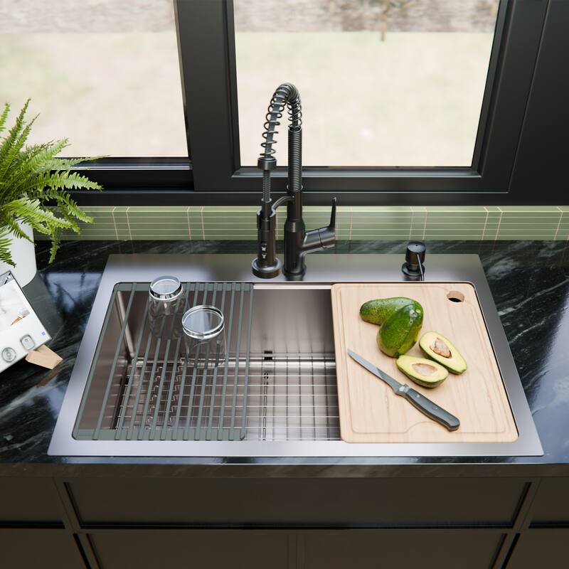 Karran USA WSTMSB3333-PK1 Fusion 33" Drop In Single Basin Stainless