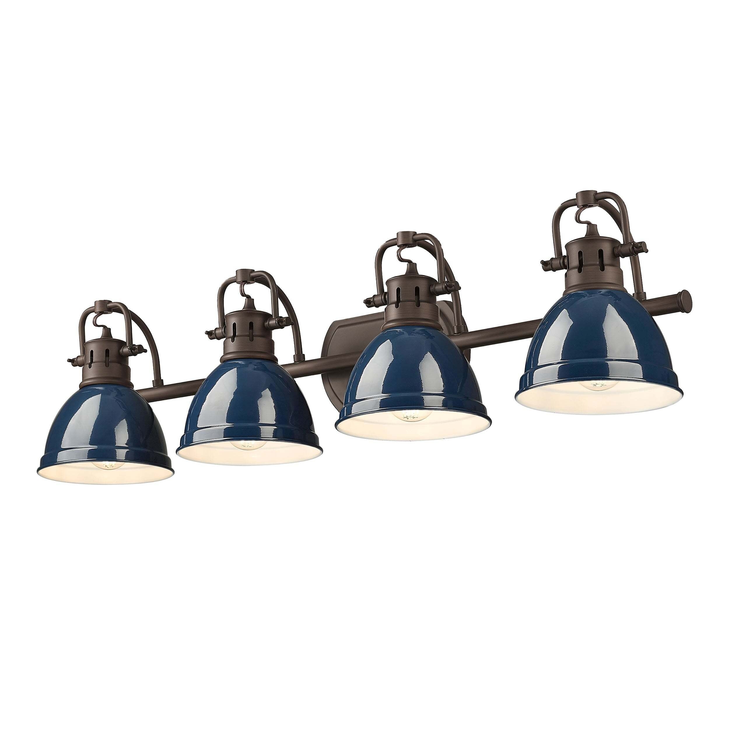 Golden Lighting Duncan 4-Light Vanity Light - Rubbed Bronze - Navy Blue