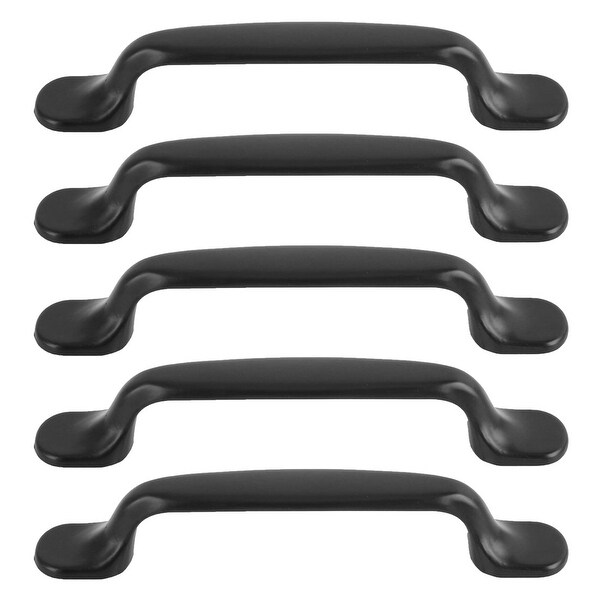 5pcs Cabinet Handles Euro Bar Handle Pulls Aluminum Alloy Painting Finish 5" Hole Center for Drawer Door Cabinet Cupboard, Black