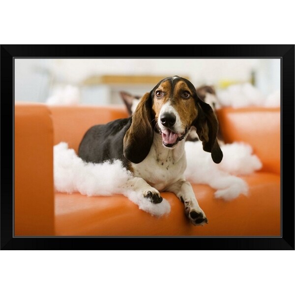 "Destructive dog" Black Framed Print